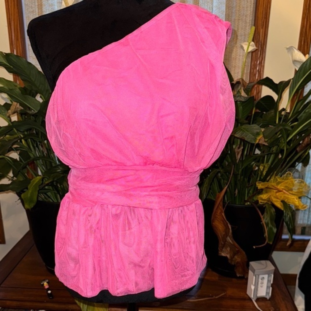Sincerely Jules Hot Pink Asymmetrical Ruched Blouse
